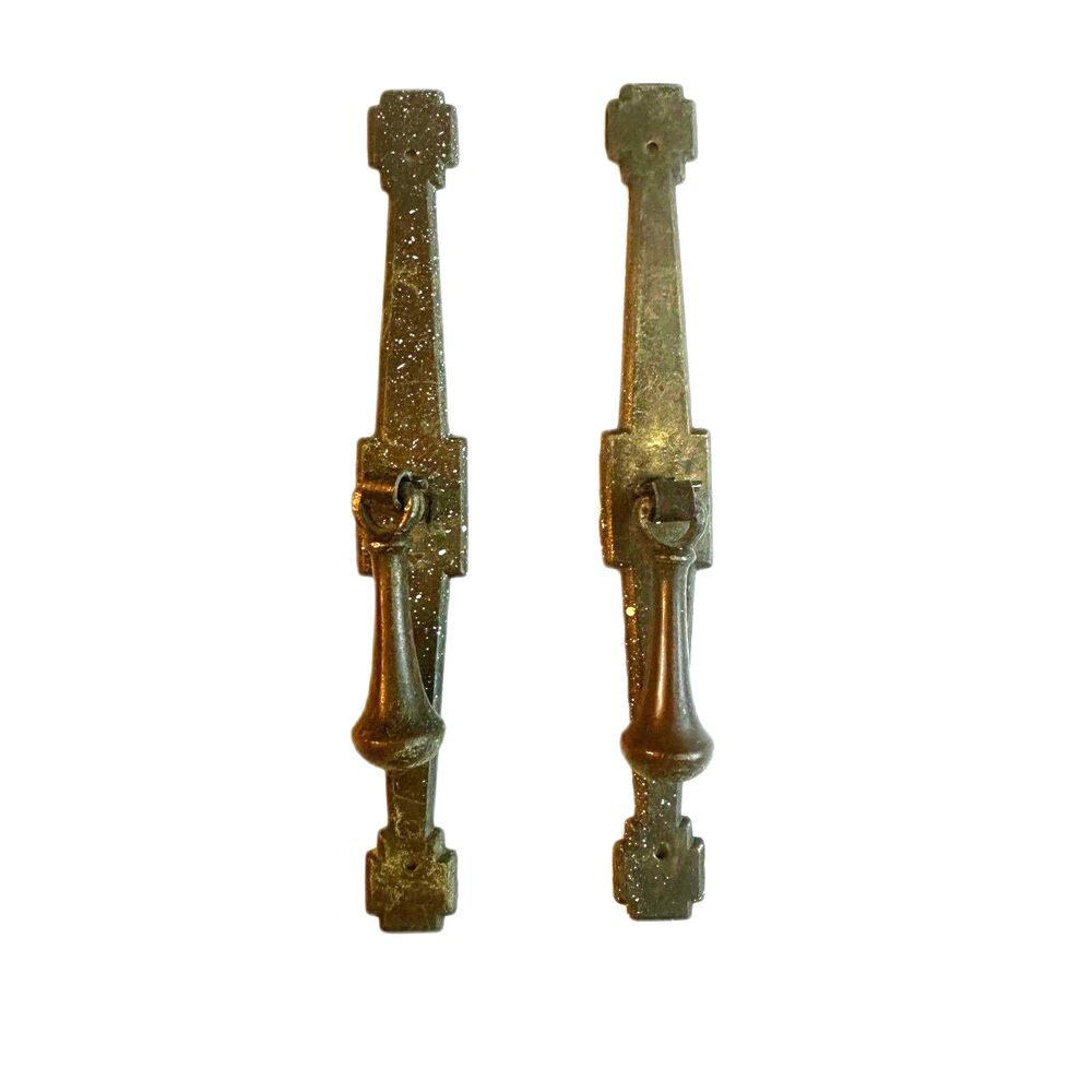 Mid Century Cabinet Drop Knobs with Backplates - Set of 2 - Hardware Vintage